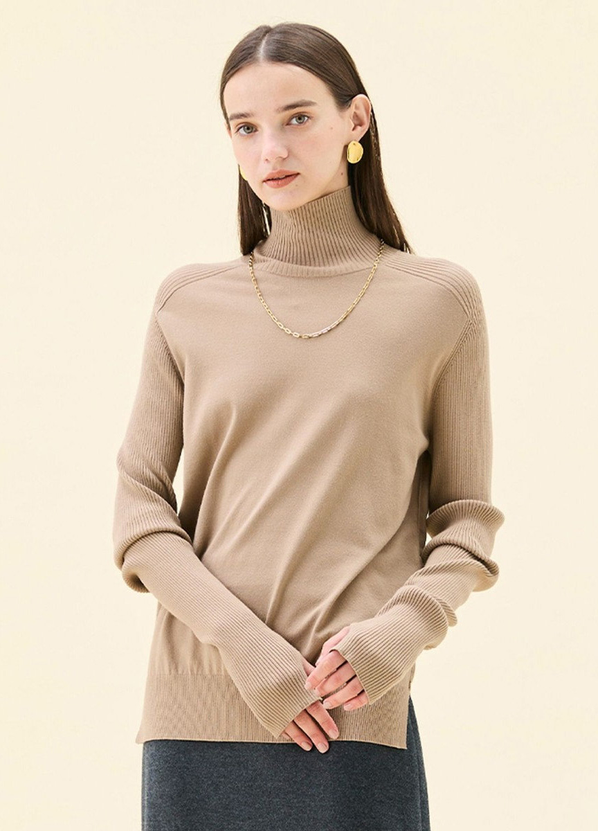 親膚彈性高領針織衫